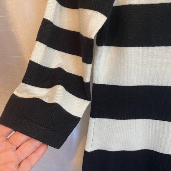 Pink Rose Black and White Striped Sweater  Dress Ladies L - Picture 6 of 12